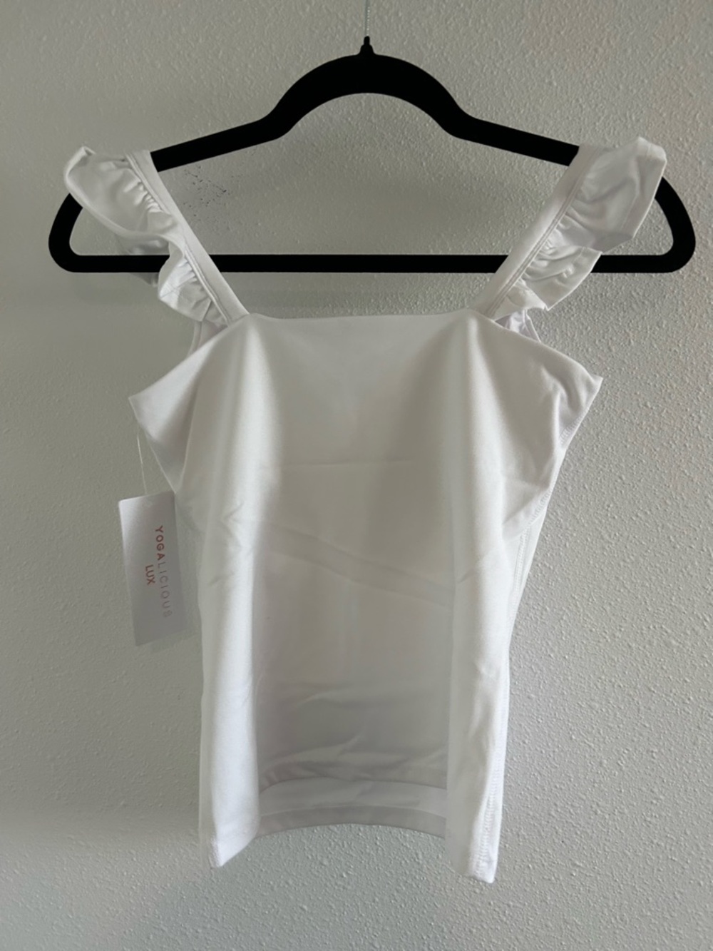 Yogalicious White Ruffle Strap Tank Top - Picture 3 of 3